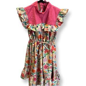 Echo Studios Retro Floral cinch waist Rare Summer Spring Vintage Unique XS EUC